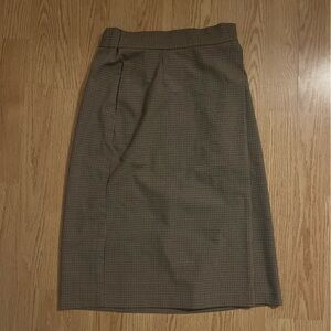 uniqlo brown houndstooth midi skirt size small